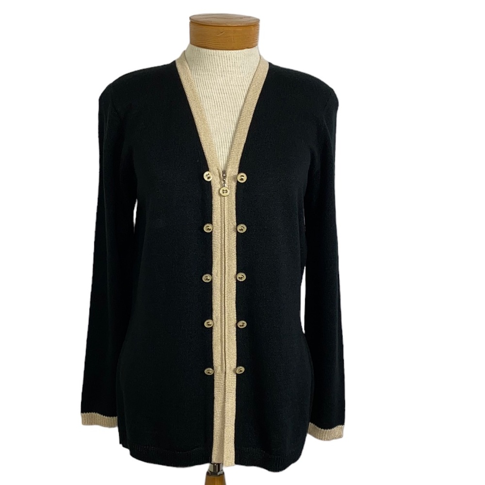 Vintage Dylani Black Knit Cardigan, Sweater Full Zip Long Sleeve Small